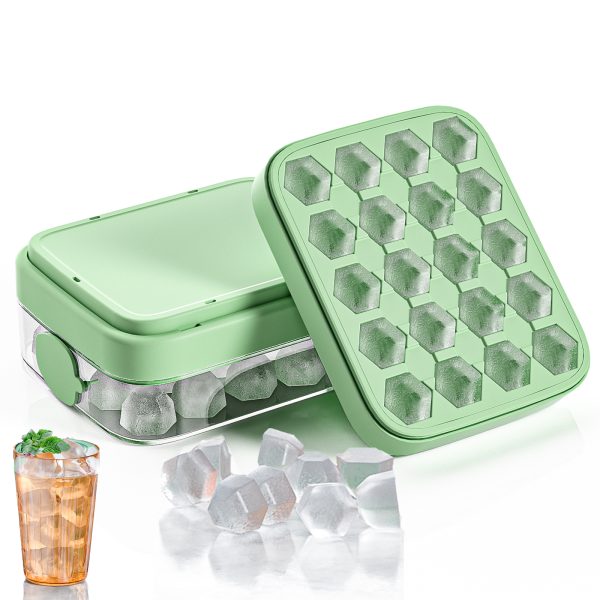 Silicone Ice Cube Tray with Lid and Storage Bin – 20 Cubes, Easy Release, for Freezer, Whiskey, Drinks