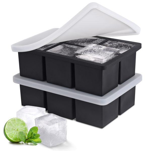 SLGOL Large Silicone Ice Cube Tray – Easy Release, Stackable, with Lid for Whiskey & Drinks