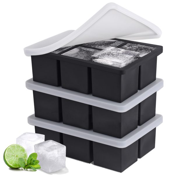SLGOL Silicone Ice Cube Molds with Lids – 3 Pack, 6 Large Cubes per Tray, Stackable for Whiskey & MoreSLGOL Silicone Ice Cube Molds with Lids – 3 Pack, 6 Large Cubes per Tray, Stackable for Whiskey & More